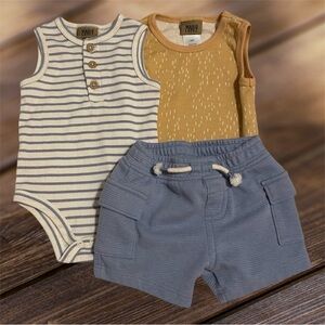 Striped and Solid Baby Outfit Set